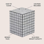 JONATHAN Y Callista White/Black Modern Ceramic Tiled Cube Side Table, 18-Inch - Image 3