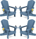 SERWALL Folding Adirondack Chair, HDPE Adirondack Chairs Set of 4, Plastic by SERWALL
