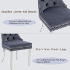 KCC Velvet Dining Chairs Set of 4, Upholstered High-end Tufted Dining Room Chair - Image 7