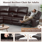 Yolsali Manual Reclining Sectional Sofa Set, 7 Seats Soft Leather Recliner - Image 5