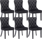 KCC Velvet Dining Chairs Set of 6, Upholstered High-end Tufted Dining Room Chair by KCC