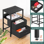 Yoobure Nightstand with Charging Station, Small Night Stand with Fabric Drawers - Image 8