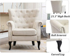 Mid Century Accent Chair for Living Room, Linen Fabric Button Tufted Armchair - Image 4
