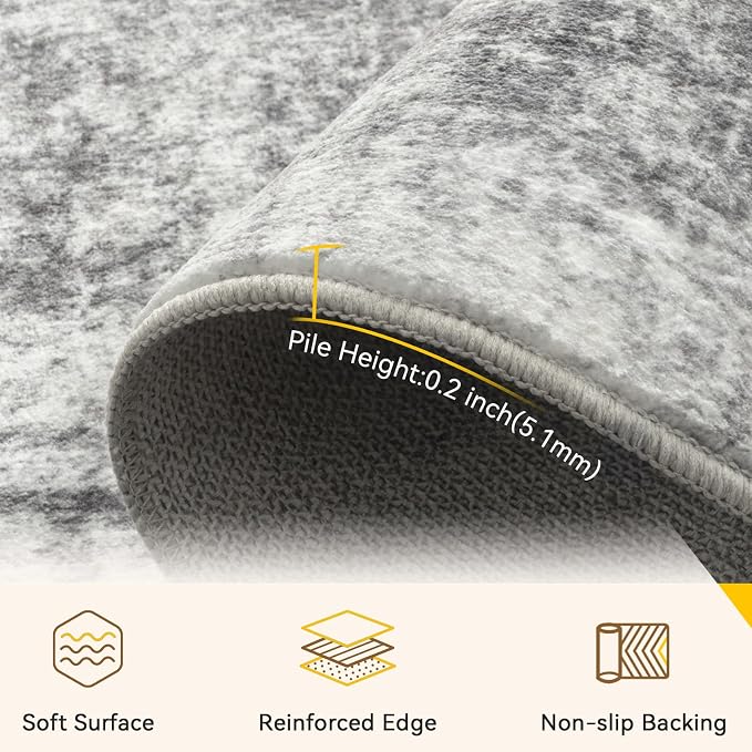 RELEANY Washable Area Rugs 6'x9' Non-Slip Modern Abstract Soft - Image 5