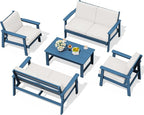 SERWALL HDPE Patio Furniture Set, 5 Piece All Weather Wood-Like Sectional by SERWALL
