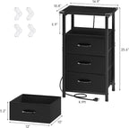 Vagusicc Night Stand with Charging Station, LED Nightstand - Image 3