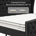 BRELTAM Upholstered King Size Bed Frame Velvet Black Tufted Platform Bed Frame - Image 6
