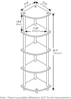 Furinno TURN-N-TUBE Corner Shelf Set of 2, 5-Tier Corner Bookshelf, Open - Image 6