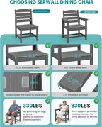 SERWALL Patio Dining Sets for 10 Person, HDPE Dining Set - Image 4