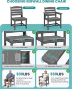 SERWALL Patio Dining Sets for 6 Person, HDPE Dining Set - Image 5