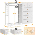 EnHomee 49.2" W Dresser with Hanging Rack & 6 Fabric Drawers - Image 2