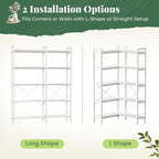 Huuger 5 Tier Bookshelf, L Shaped Corner Bookshelf - Image 7