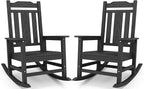 SERWALL Black Outdoor Rocking Chair Set of 2, All Weather Patio Rocking Chair by SERWALL