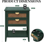 22" Green Coffee Side Tables, Boho Accent Storage Cabinets - Image 2