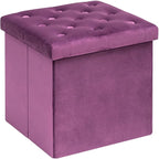 B FSOBEIIALEO Storage Ottoman Cube Velvet Tufted Folding Ottomans by BFSOBEIIALEO