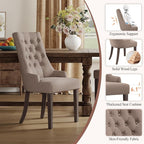 COLAMY Fabric Side Dining Chairs Set of 2, Wingback Upholstered Dining Room - Image 4