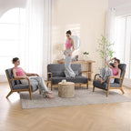 INZOY Mid-Century Modern Accent Chair Set of 2, Dark Grey Living Room Chairs - Image 8