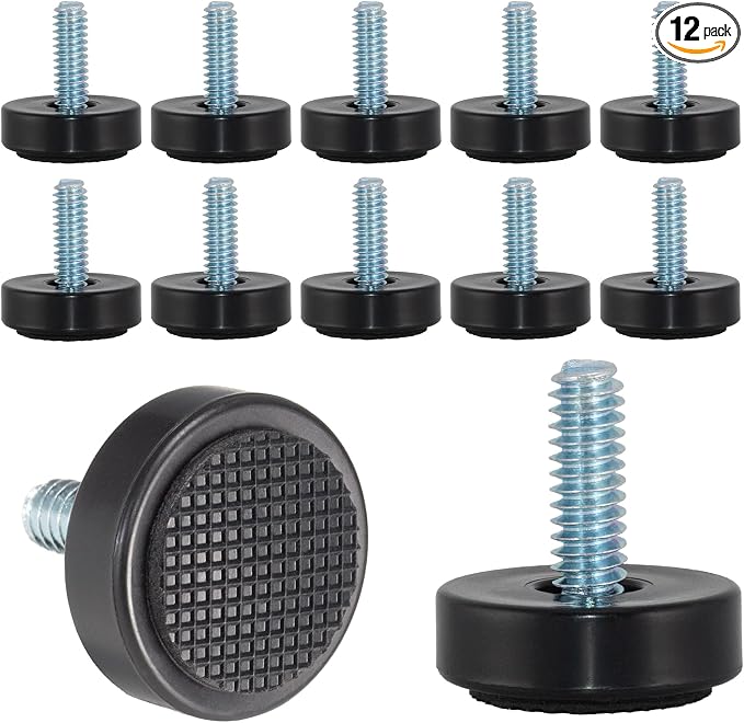 1/4-20 Adjustable Furniture Leveler, 12 Pack Rubber Leveling Feet Screws in by DIYfurniturerepairtools