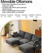 Karl home 99.6" Sectional Sofa, U-Shaped Chenille Upholstered Couch - Image 3
