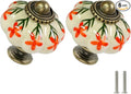 Ivory & Orange Pumpkin Knobs 6 Pack Ceramic Cabinet Knobs Vintage Drawer Pulls by Zernmiarder