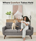 Tbfit 65" W Loveseat Sofa with Ottoman Coffee Table, Mid Century Modern Love - Image 3