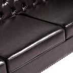 LEVNARY Chesterfield Loveseat Leather, Upholstered Sofa - Image 5
