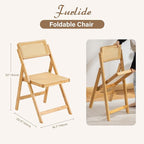 Furlide Rattan Folding Chairs, Modern Mid Century Dining Chairs Set of 2 - Image 2