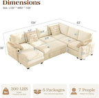Ihanherry 106-inch Large L-Shaped Sectional Sofa Bed, 7-Seater Convertible Pull - Image 2