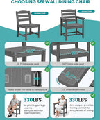 SERWALL Patio Dining Set with 15FT Double Side Umbrella, Outdoor Dining Sets - Image 5