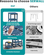 SERWALL Adirondack Table Outdoor Side Table- Blue - Image 8