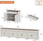 WAMPAT Buffet Cabinet with 8 Doors and 4 Drawers, Modern Coffee Bar Table Wood - Image 2