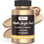 Nicpro Metallic Sahara Gold Acrylic Paint, 8.45oz/250ml Large Gold Leaf Paint by Nicpro