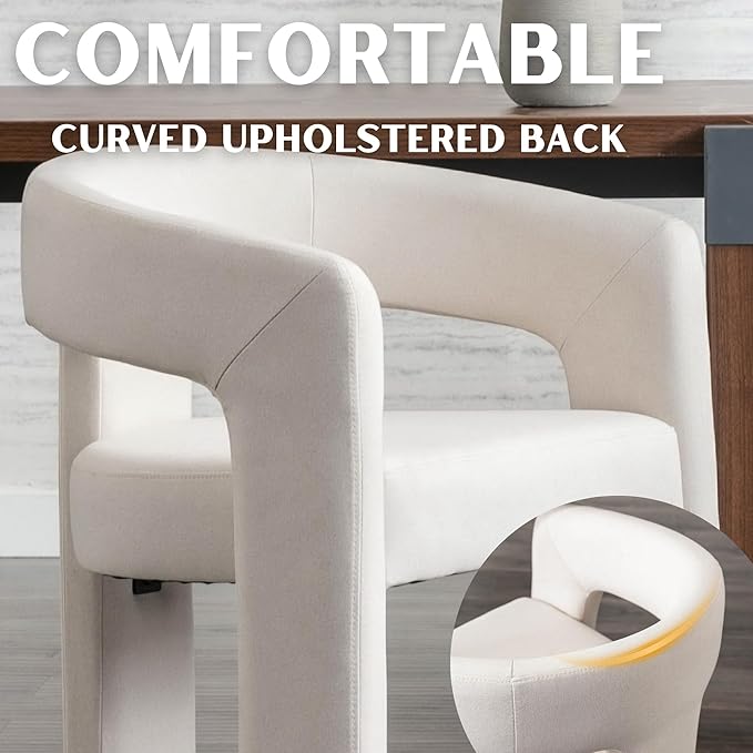 RIVOVA Modern Barrel Dining Chairs Set of 6, Linen Upholstered Accent Chairs - Image 4