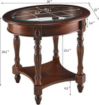 LEEMTORIG Oval Round Glass End Table, 2-Tier Solid Wood Glass Top End Side - Image 3