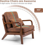 Mid Century Modern Accent Chair Set of 2 Living Room- Comfy Solid Wood Arm Chair - Image 7