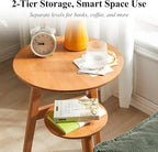 Side Table, 2-Tier Round End Tables Living Room, Mid Century Modern Side Table - Image 5