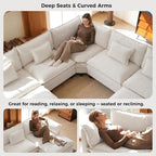 ELUCHANG 150" Oversized V-Shaped Cloud Couch Modular Sectional Sofa - Image 7