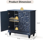 weselon Accent Cabinet with 2 Doors, Luxury Carving Board Storage Sideboard - Image 2