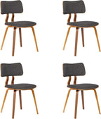 Armen Living Jaguar Mid-Century Dining Chair in Walnut Wood and Charcoal Fabric - Image 3