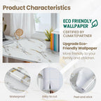 practicalWs Glossy Marble Wallpaper Peel and Stick White/Gold Granite Contact - Image 3