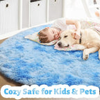 Amdrebio Tie-Dyed Light Blue Round Circle Rug 4Ft - Image 2