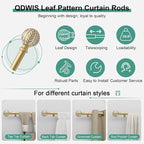 QDWIS Gold Curtain Rods for Windows 48 to 84 inch, Rustic Decorative Drapery - Image 6