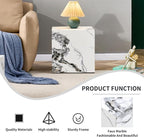 Side Table, End Table with White Marble Grain, Modern Beside Sofa Couch Tables - Image 5