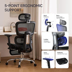 Office Chair with Footrest, Ergonomic Chair with 3D Headrest, Computer Chair - Image 4