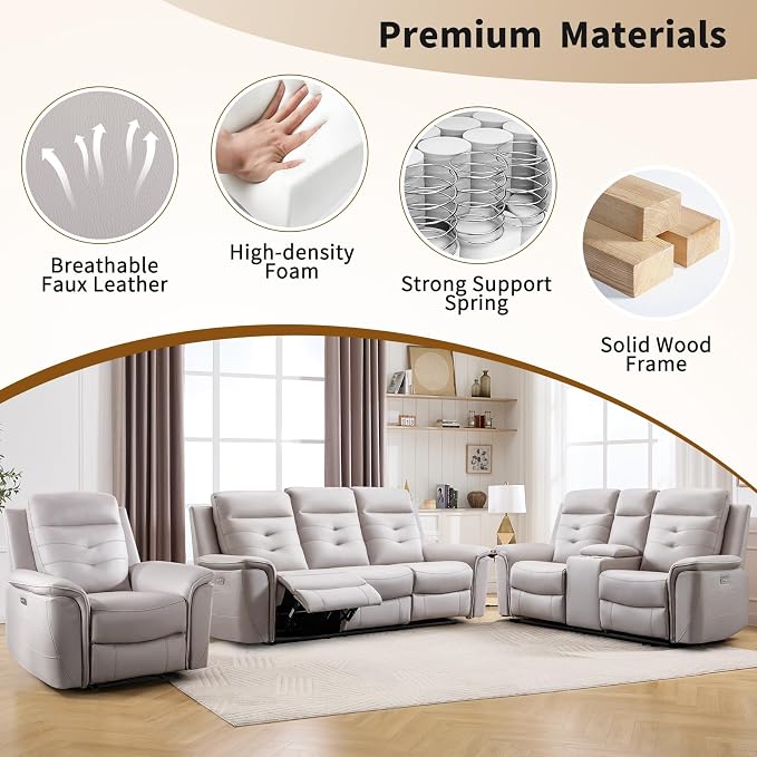 ANJ 2-Piece PU Leather Recliner Sofa Set - Image 7