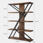 FUSUNBAO Industrial Bookshelf, Vintage 5-Tier Tall Bookcase - Image 2