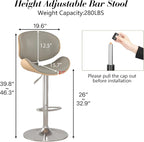 KCC Bar Stools, Swivel Adjustable Height Barstools, PU Leather Upholstered Bar - Image 2