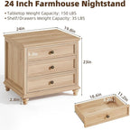 Joaxswe 24" Wide Farmhouse Night Stand Set of 2, Large End Table - Image 2