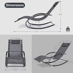 Outdoor Lounge Chairs with Removable Pillow, Pool Chaise Lounge Chairs Set of 2 - Image 2