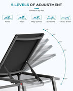 Ciokea Aluminum Chaise Lounge Ourdoor, Foldable & Assemble Free Outdoor Lounge - Image 4